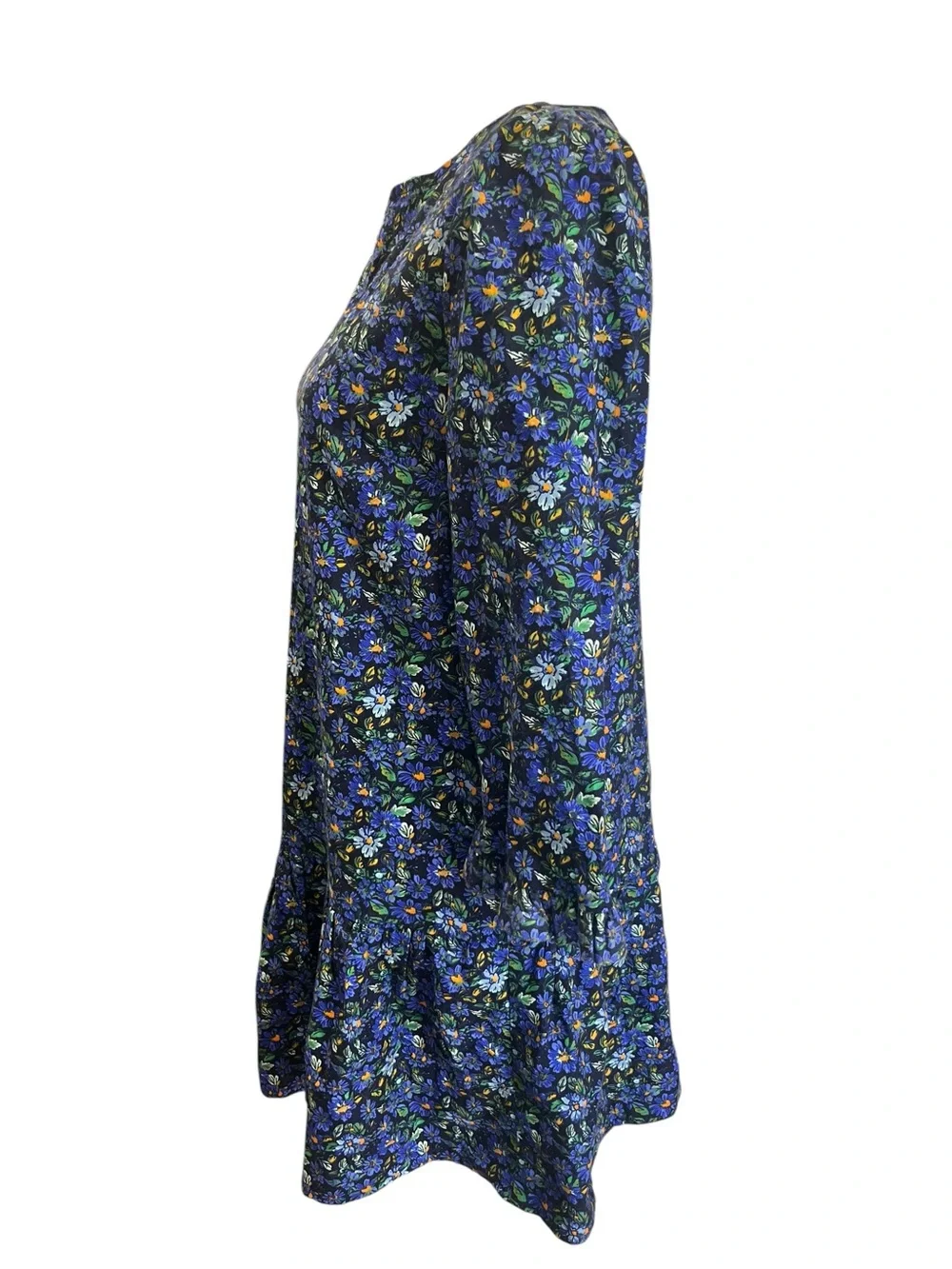Free People The Avenue Floral Mini Dress Navy Open Back Ruffle Hem Boho Small